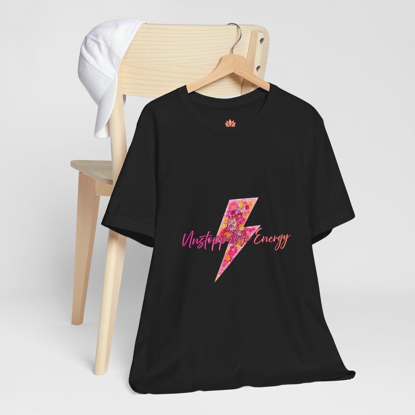 Vintage Floral Lightning Tee — "Unstoppable Energy" Graphic T-Shirt