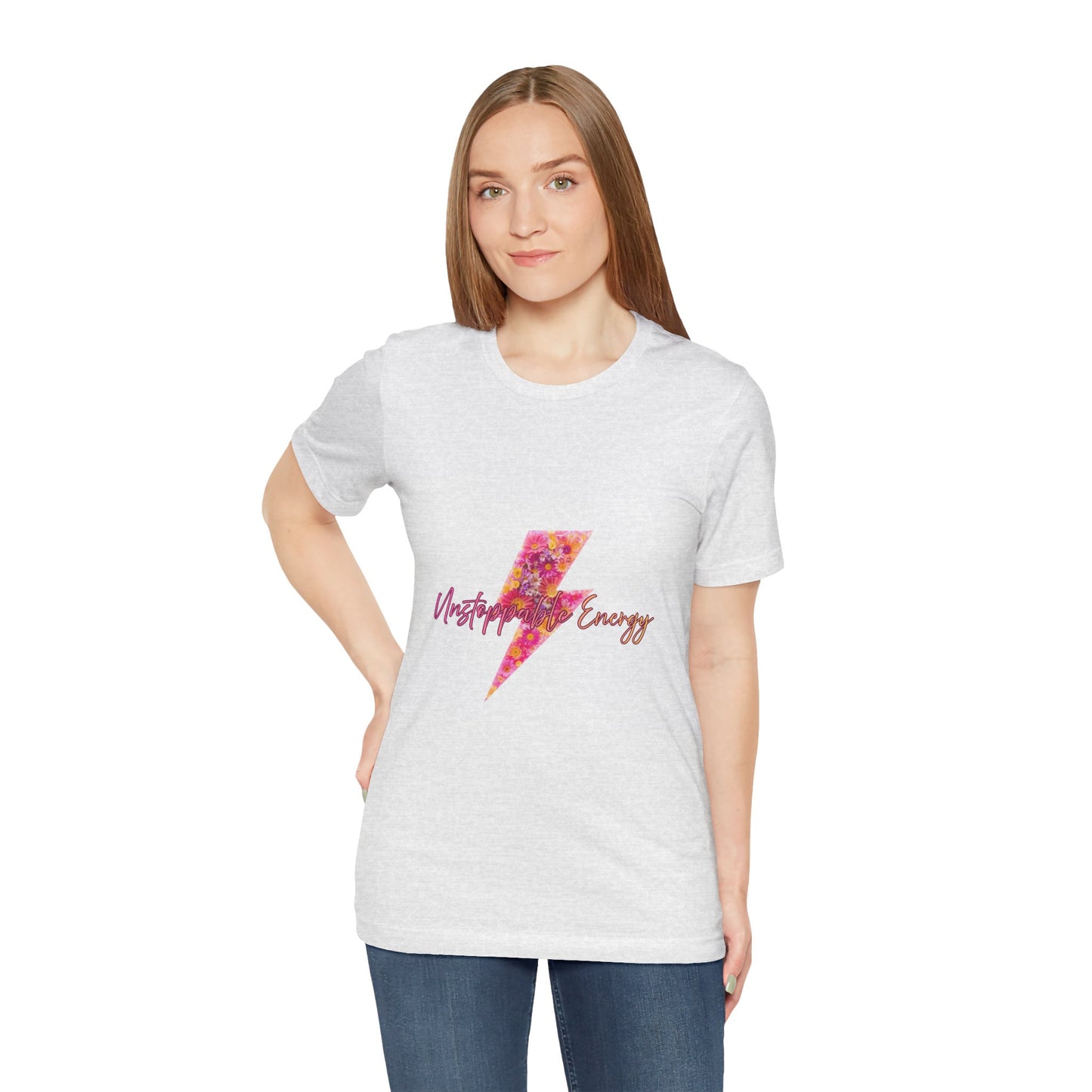Vintage Floral Lightning Tee — "Unstoppable Energy" Graphic T-Shirt
