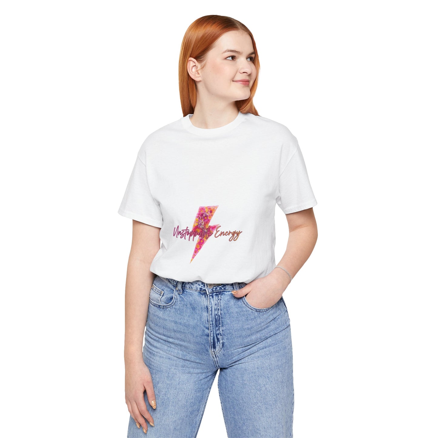 Vintage Floral Lightning Tee — "Unstoppable Energy" Graphic T-Shirt