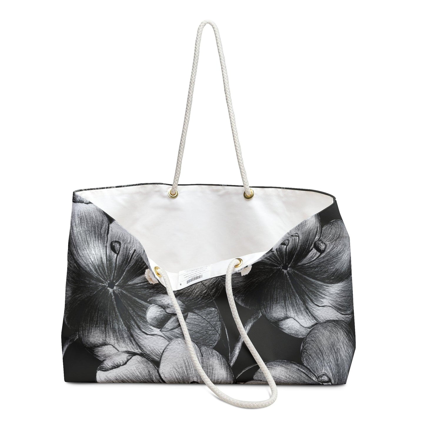Monochrome Floral Oversized Weekend Tote - 1012Expressions
