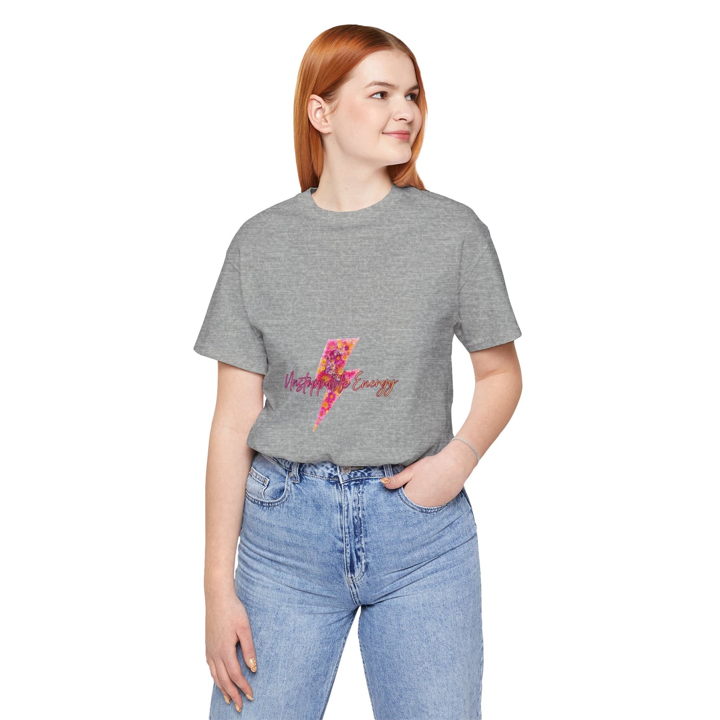 Vintage Floral Lightning Tee — "Unstoppable Energy" Graphic T-Shirt