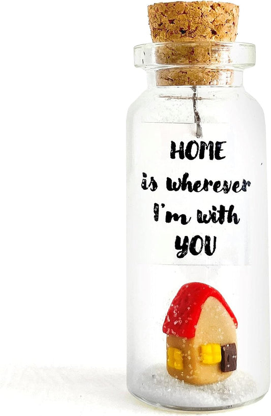 Christmas Girlfriend and Boyfriend Gifts - Personalized Anniversary Present for Her Him - Custom Photo Birthday Gift Bottle (Colorful House - Home Is Wherever I'M with You, Gift Bottle)