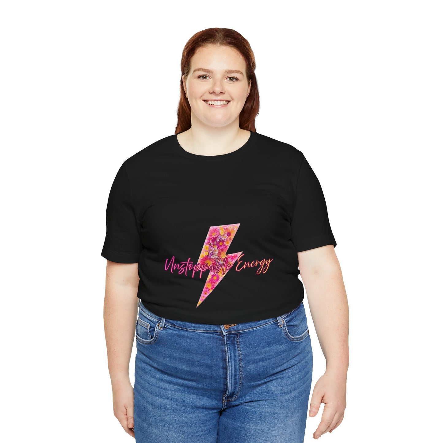 Vintage Floral Lightning Tee — "Unstoppable Energy" Graphic T-Shirt