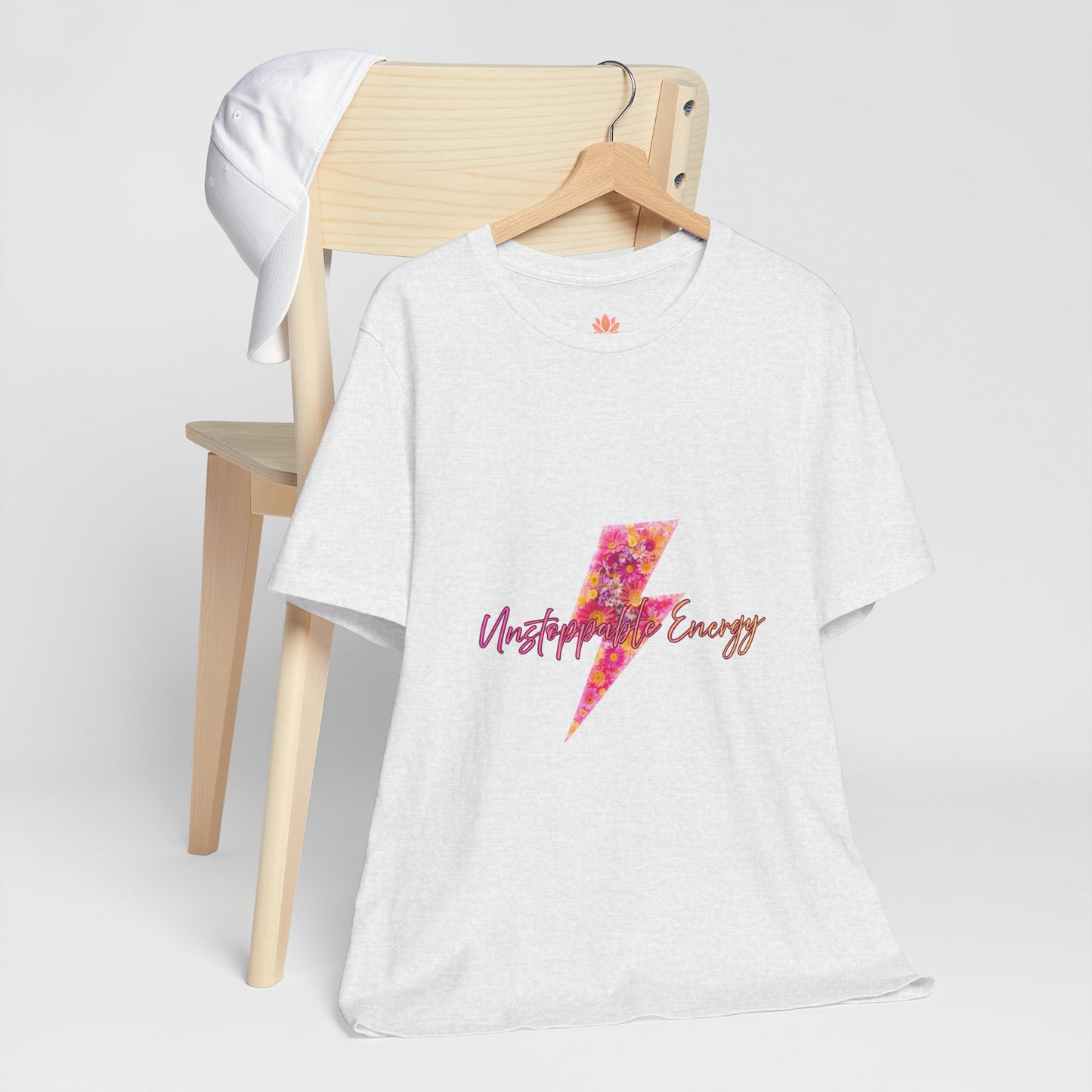 Vintage Floral Lightning Tee — "Unstoppable Energy" Graphic T-Shirt