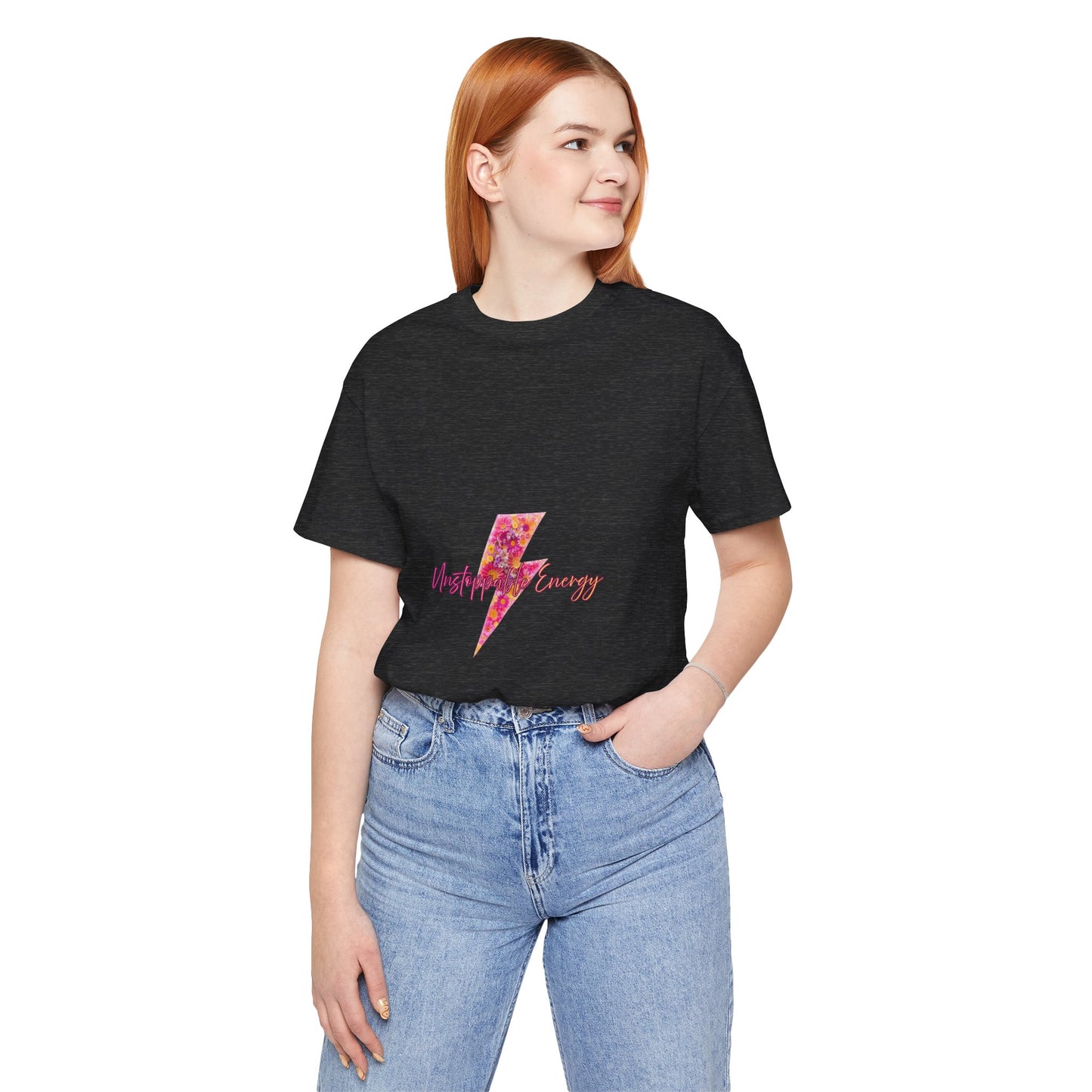 Vintage Floral Lightning Tee — "Unstoppable Energy" Graphic T-Shirt