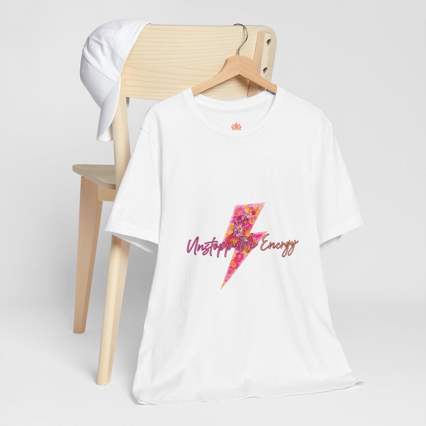 Vintage Floral Lightning Tee — "Unstoppable Energy" Graphic T-Shirt