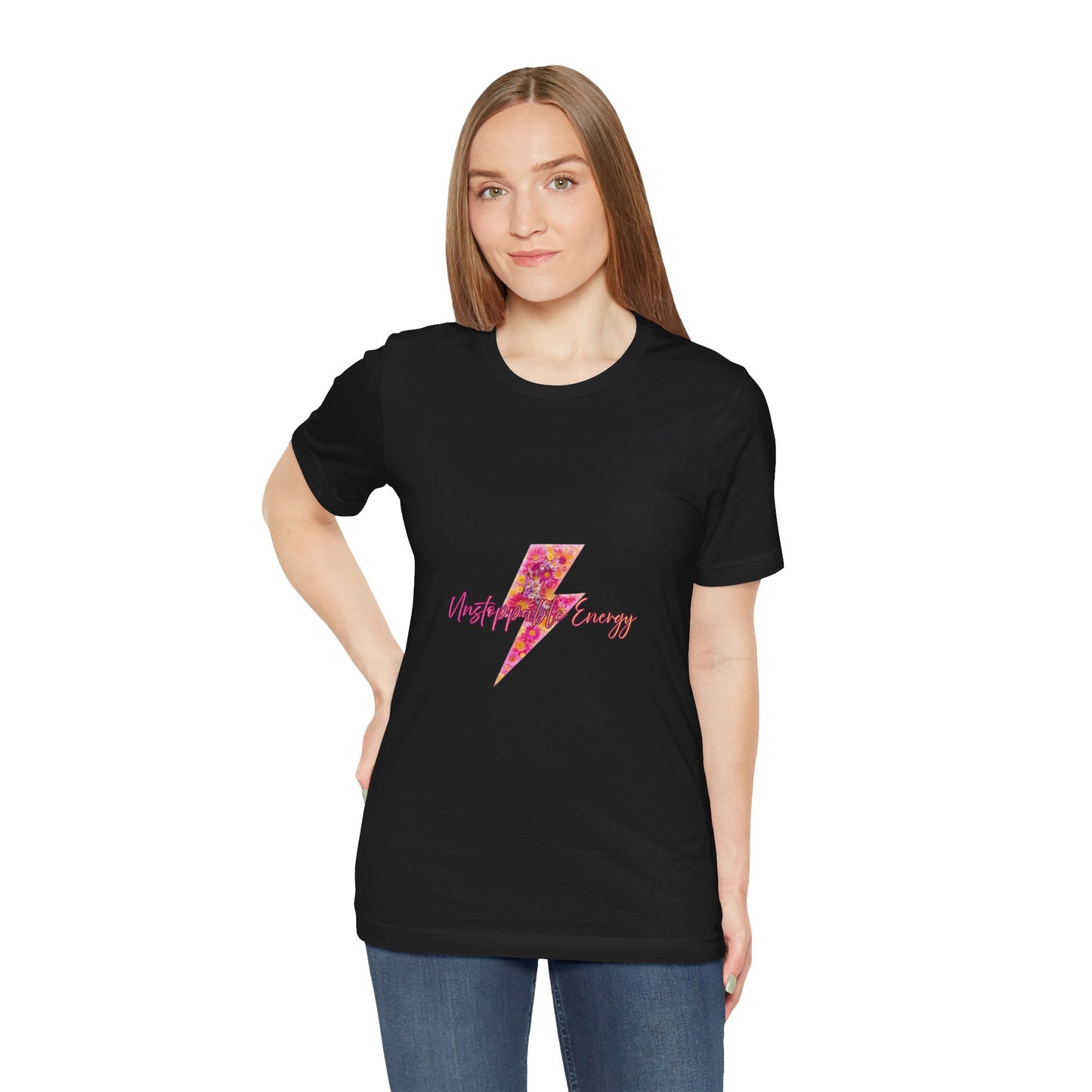 Vintage Floral Lightning Tee — "Unstoppable Energy" Graphic T-Shirt