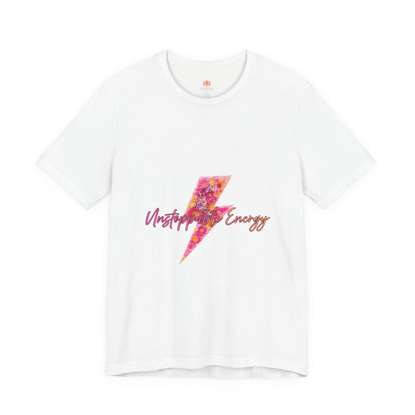 Vintage Floral Lightning Tee — "Unstoppable Energy" Graphic T-Shirt