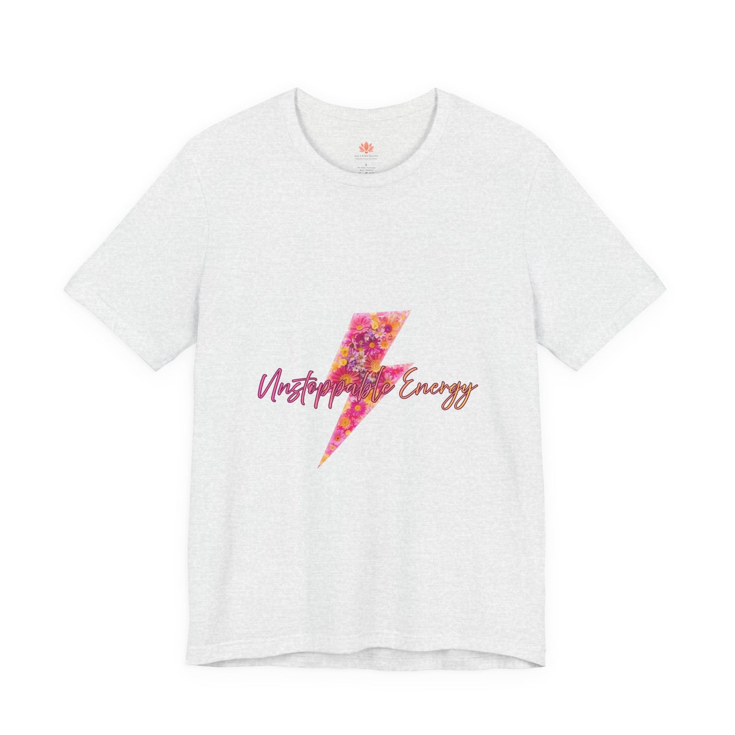 Vintage Floral Lightning Tee — "Unstoppable Energy" Graphic T-Shirt
