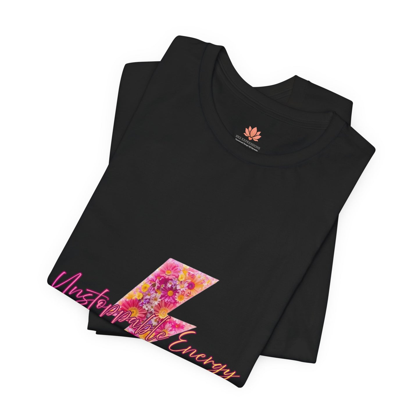 Vintage Floral Lightning Tee — "Unstoppable Energy" Graphic T-Shirt