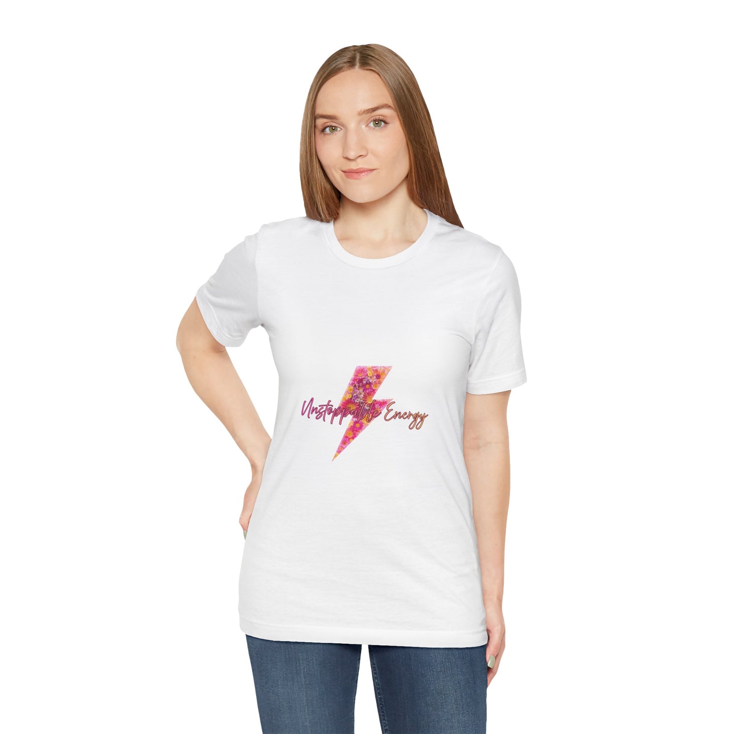 Vintage Floral Lightning Tee — "Unstoppable Energy" Graphic T-Shirt