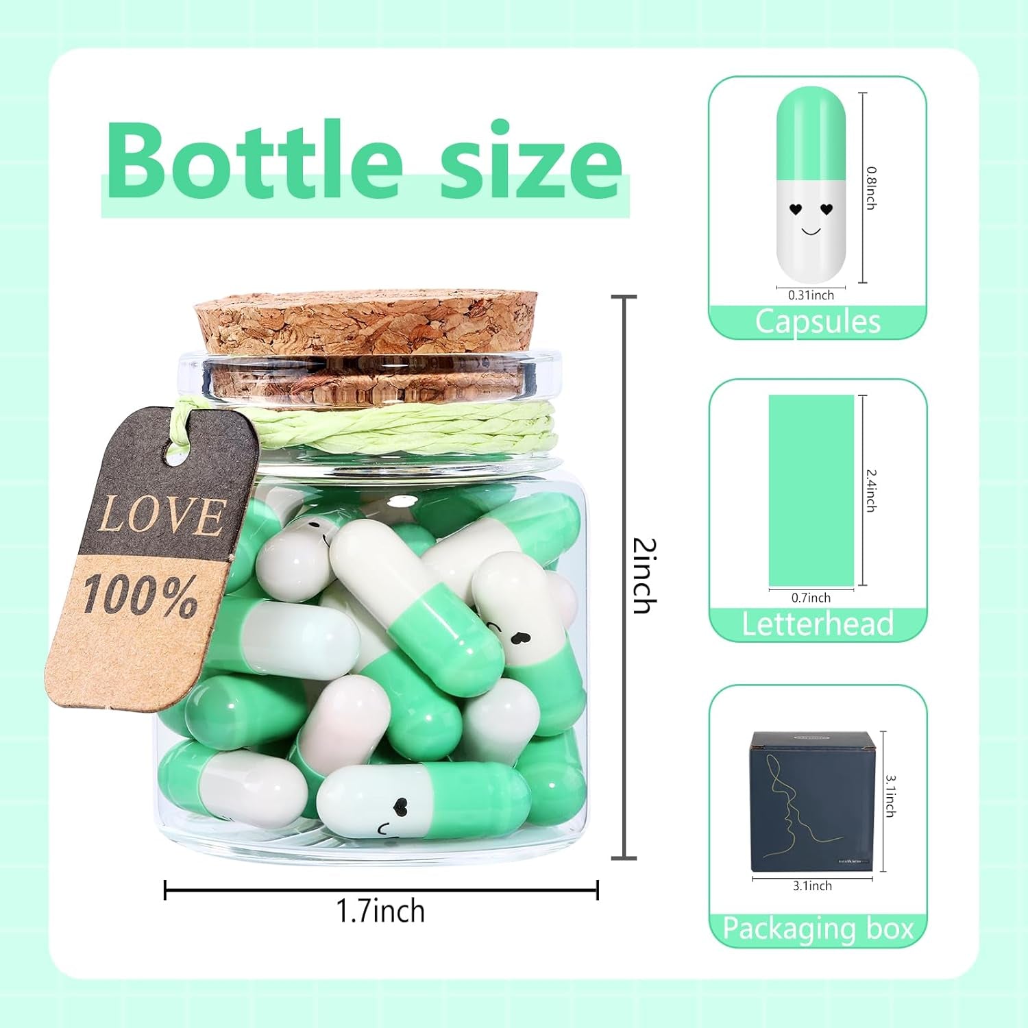 Valentines Day Present for Boyfriend, Girlfriend - Capsule Letters Message Love Letter Half Color Pill 30 Pcs Birthday Gift