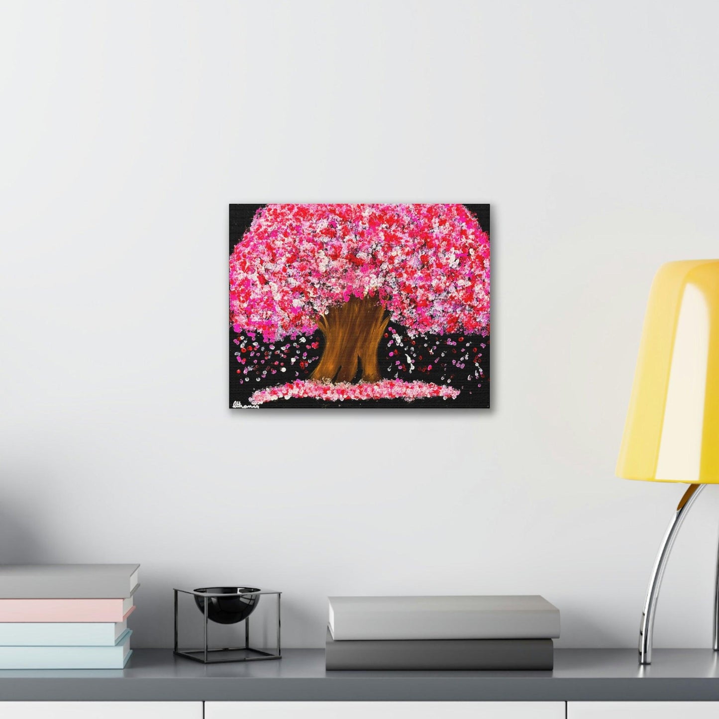 Enchanting Cherry Blossom Tree at Night - Stunning Canvas Art Print by Athanay Edward