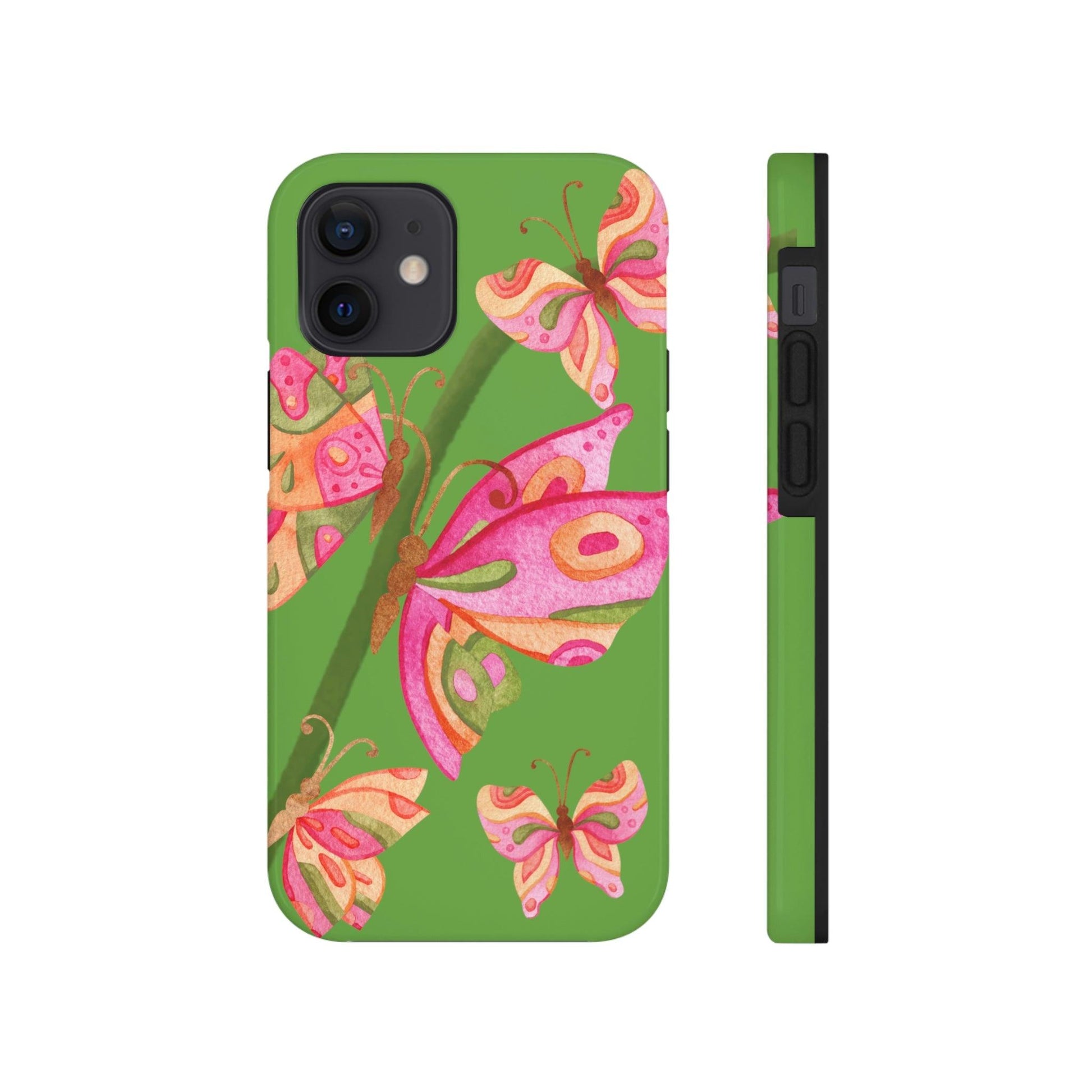 Stylishly Safeguard Your Phone - Butterflies (Green Background) Tough Phone Cases by Case Mate