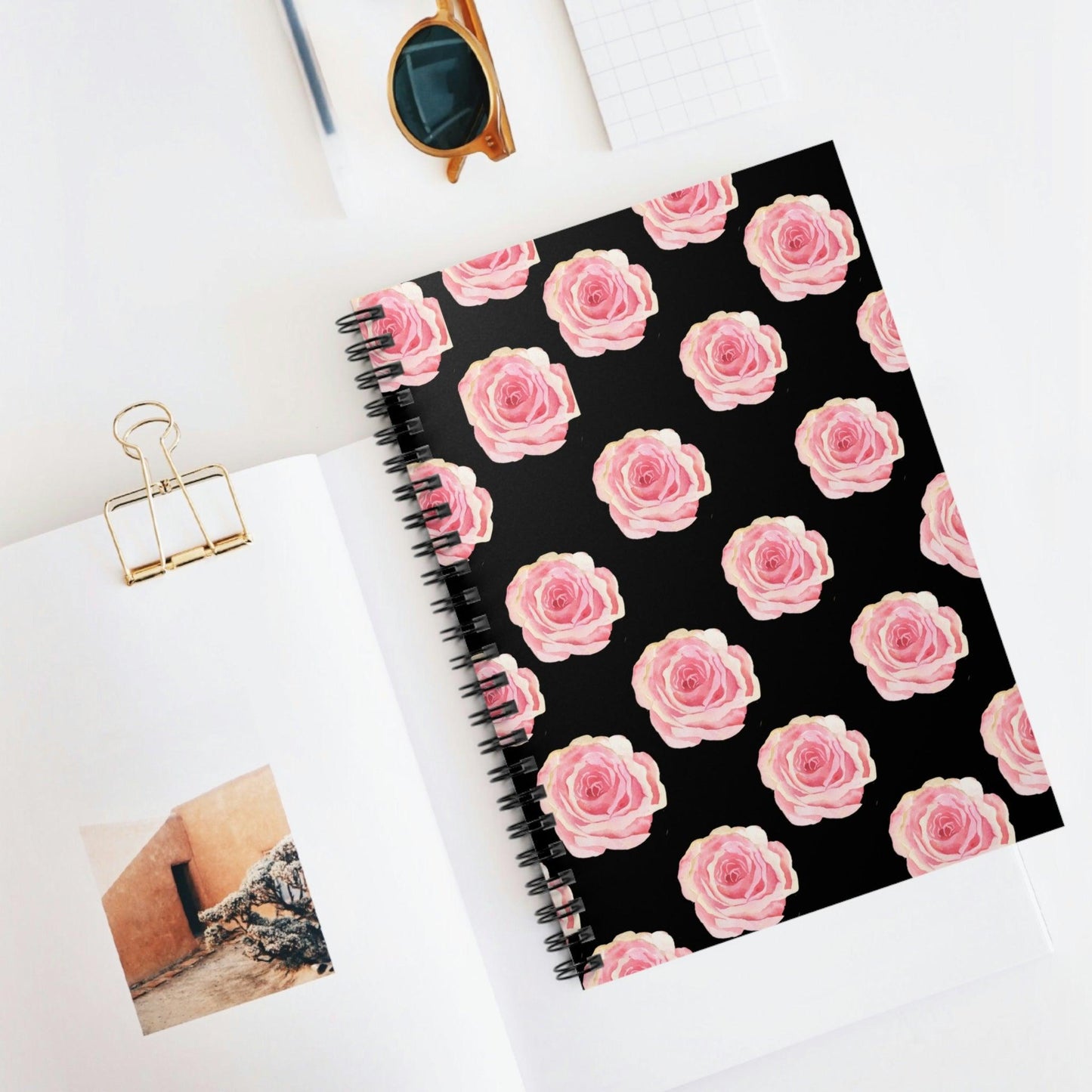 Vibrant Pink Roses Spiral Notebook - Ruled Line | Paper Products