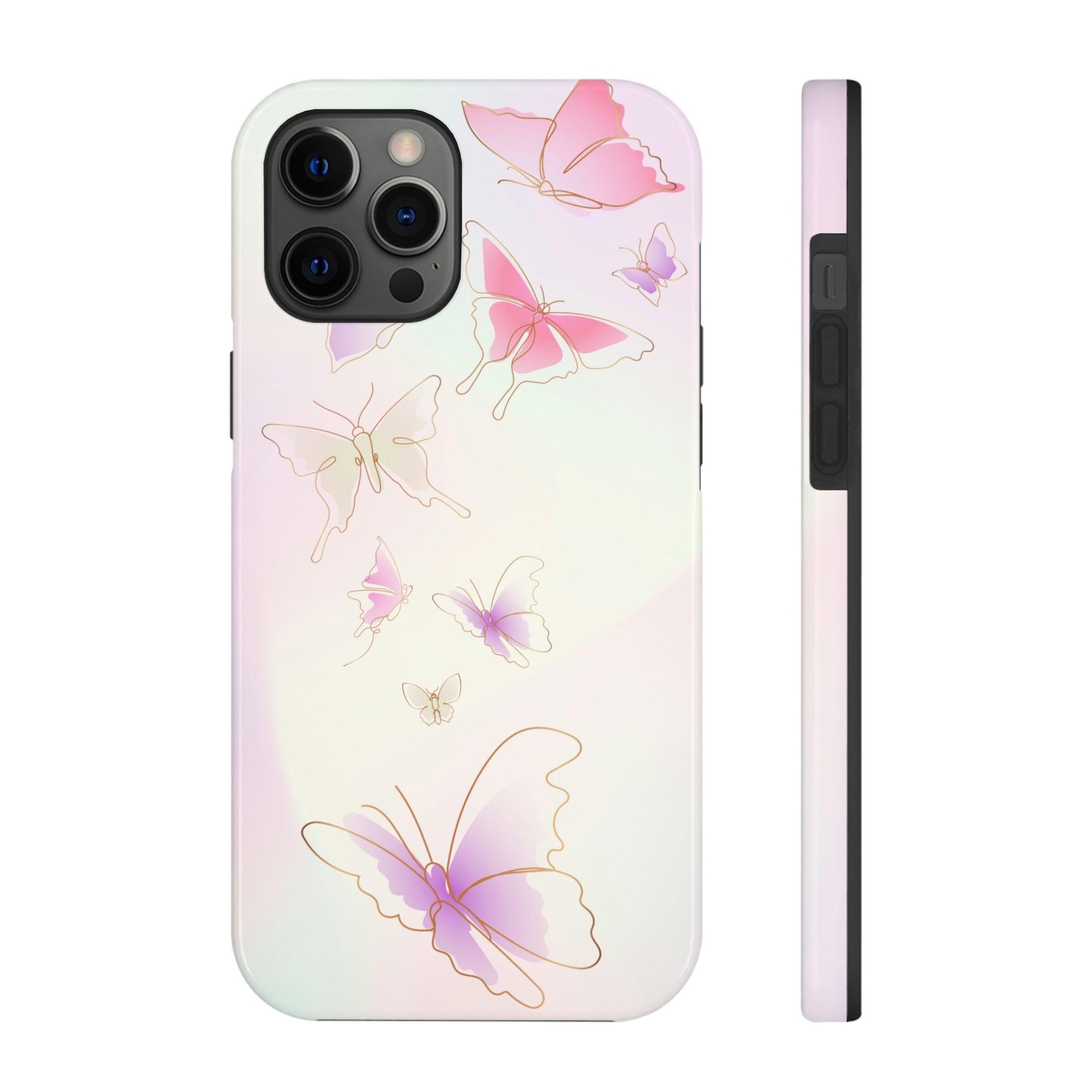 "Pink and Purple Butterflies (White Background)" Tough Phone Cases, Case-Mate - 1012Expressions