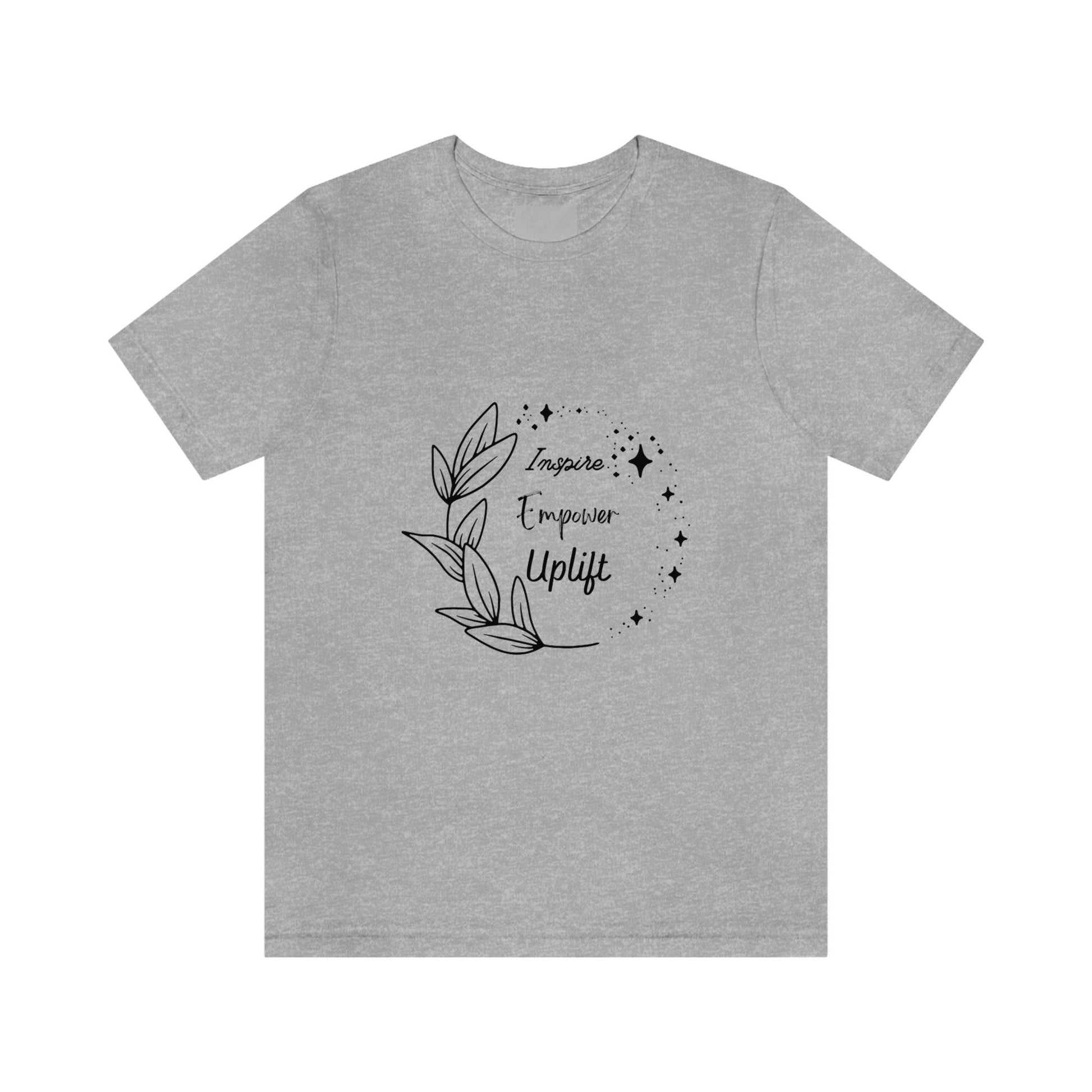 Motivational Women's Tee - Inspire, Empower, Uplift with Leaves and Sparkles