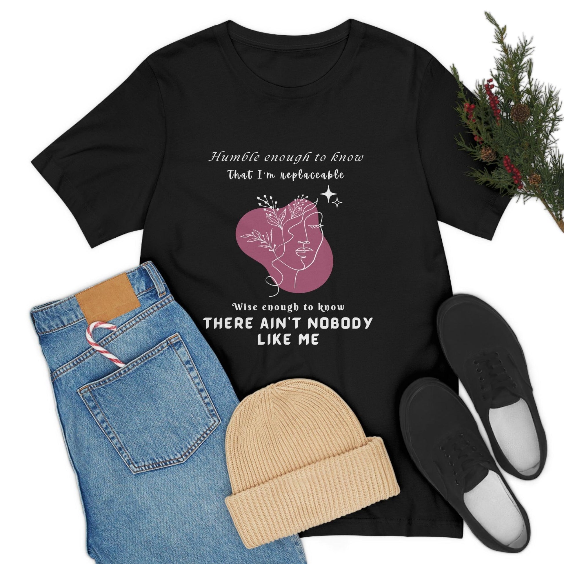 Humble Enough to Know Short Sleeve Tee - Black: Classic Cotton T-Shirt with Crew Neck Cut