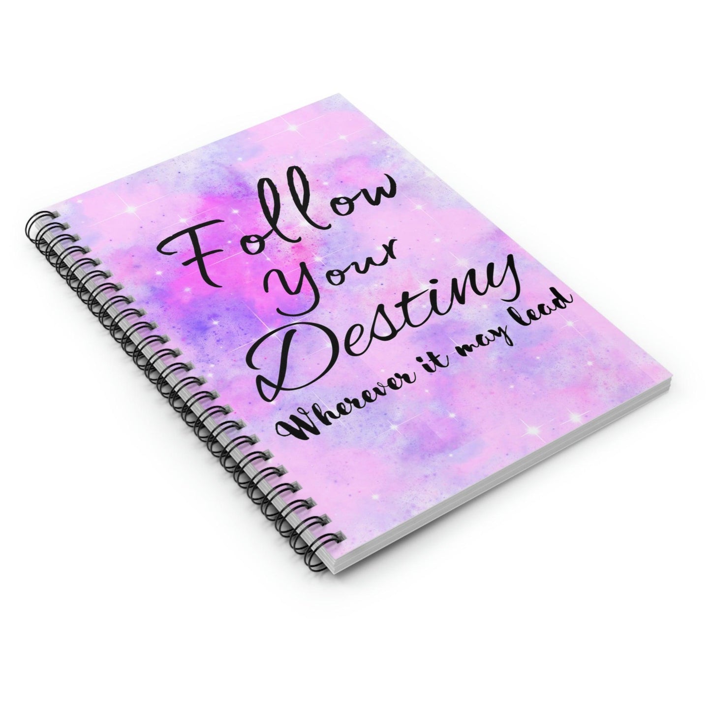Stylish Follow Your Destiny Spiral Notebook - Ruled Line for Home & Living