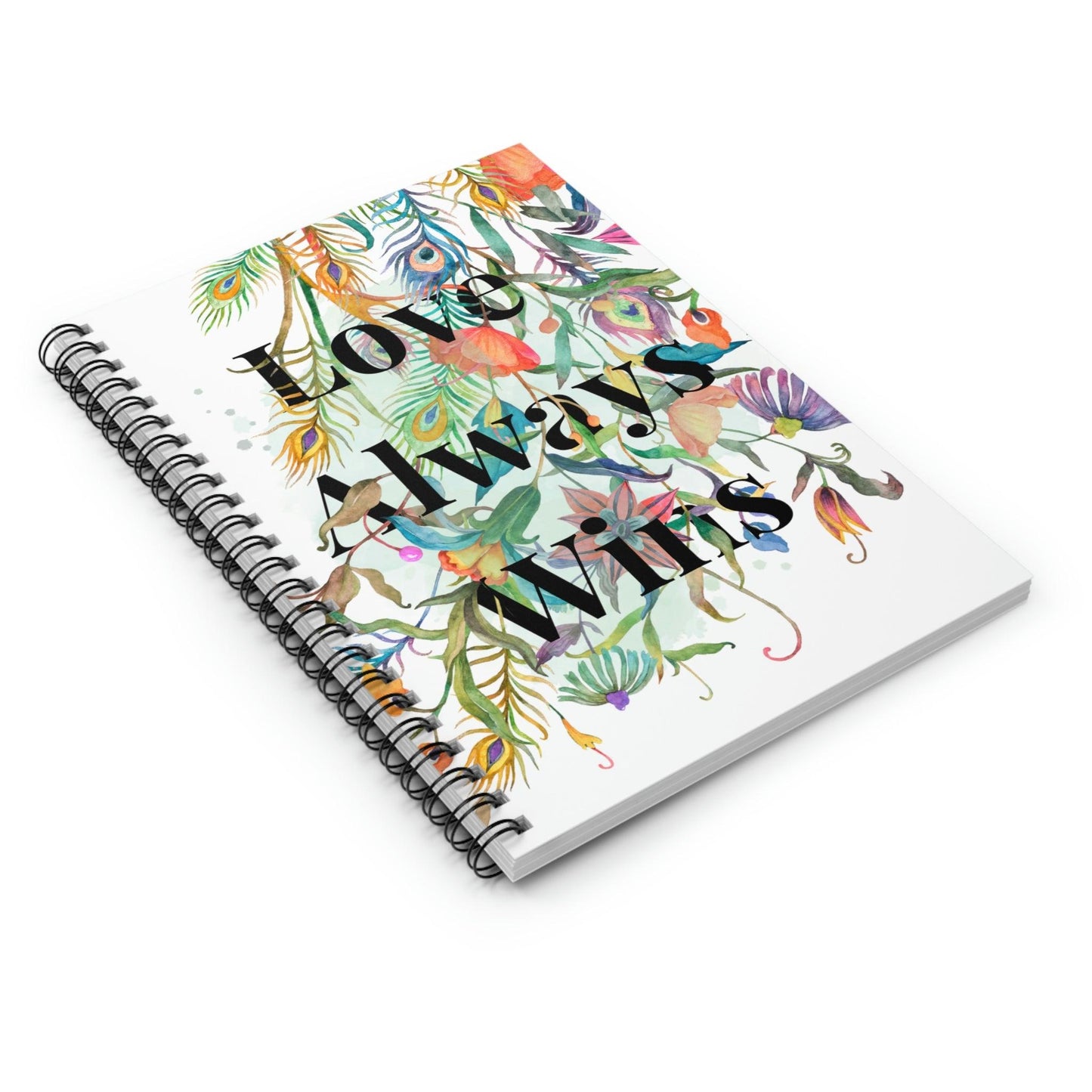 Whimsical Love Always Wins Spiral Journal/Notebook - Ruled Line: Home & Living Del