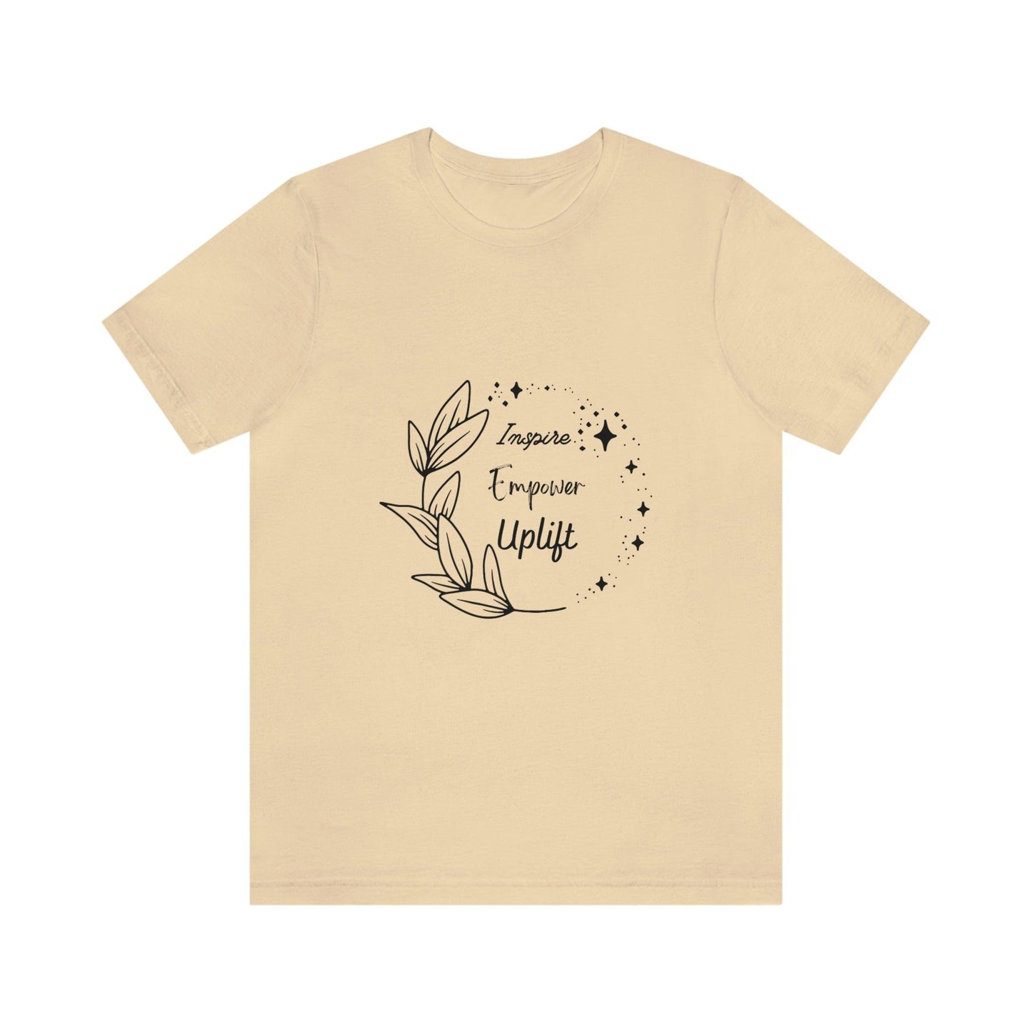 Motivational Women's Tee - Inspire, Empower, Uplift with Leaves and Sparkles